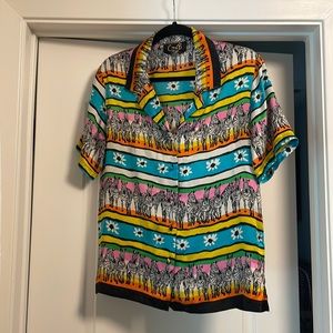 Vintage Corey B New York 100% Silk Zebra Print Blouse